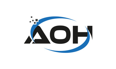 dots or points letter AOH technology logo designs concept vector Template Element	