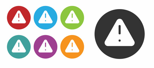 Black Exclamation mark in triangle icon isolated on white background. Hazard warning sign, careful, attention, danger warning important. Set icons colorful. Vector
