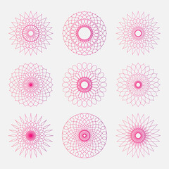 Set of Geometric Ornaments, Arabic Round Pattern, Mandala Flower Design, Abstract Logo Templates