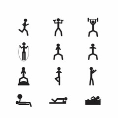 exercise icon, 12 icons , isolated with background, illustration, vector
