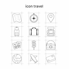 Travel icon, running operator 12 icon, isolated background, vector