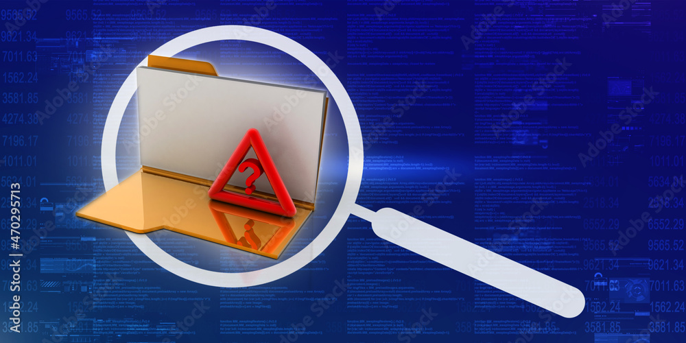 Poster 3d rendering file folder with question symbol,searching