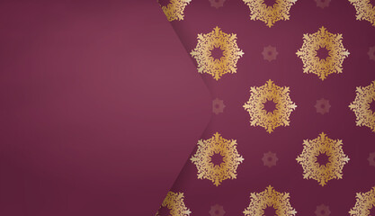 Burgundy banner with Indian gold pattern and place under your text