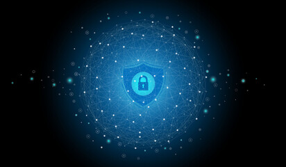 Data protection privacy.Cyber security network.Digital security.security guard. Touch the future. Futuristic fingerprint.	