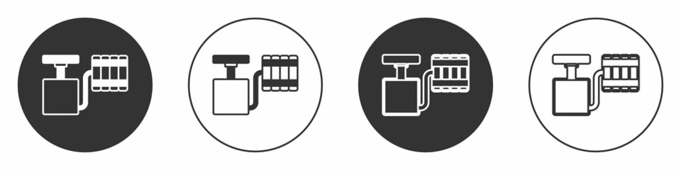 Black Handle detonator for dynamite icon isolated on white background. Circle button. Vector © Kostiantyn