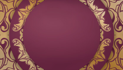 Burgundy banner with luxurious gold ornamentation and space for logo or text