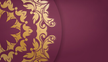 Burgundy banner with luxurious gold pattern and space for logo or text