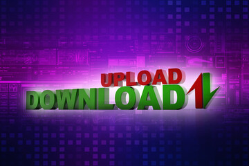 

3d illustration uploading downloading arrow
