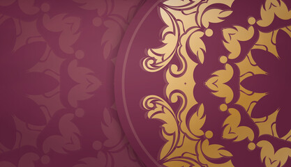 Burgundy banner with luxurious gold pattern and space for your logo or text