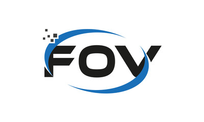 dots or points letter FOV technology logo designs concept vector Template Element	