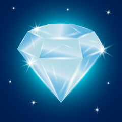 Luxury blue brilliant diamond vector illustration
