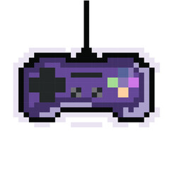 Vector illustration of a pixel joystick. Game controller icon for app, logo and t-shirt design.