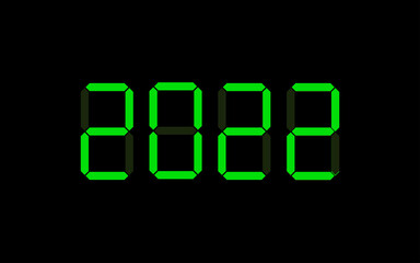 2022 new year text in digital font. Vector display icon on black background