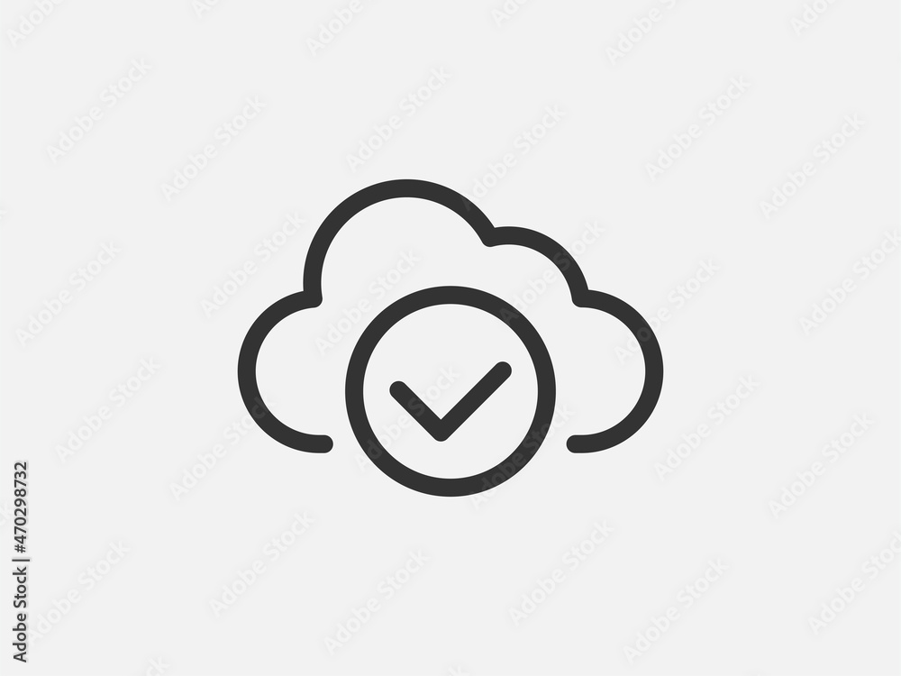 Poster technology icon vector cloud computing connection. big data global server. line design symbol.