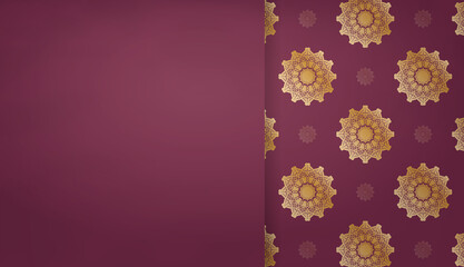 Burgundy banner with vintage gold ornaments and place for text