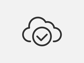 Technology icon vector cloud computing connection. Big data global server. Line design symbol.