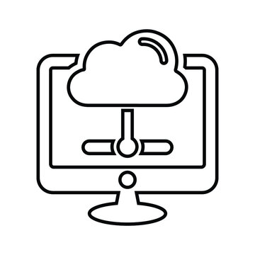 recommend clip art: Cloud, computing, database outline icon. Line art vector.