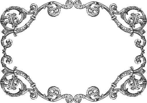 Decorative vintage frame from sketches ornate design elements in baroque style