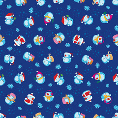 Fototapeta na wymiar Christmas digital paper with funny snowmen