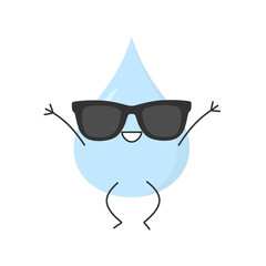 Water drop jumping cute funny character cartoon smile happy joy emotions icon vector illustration.