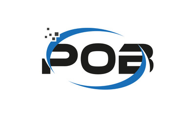 dots or points letter POB technology logo designs concept vector Template Element	