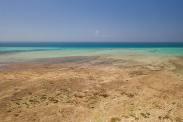 Tropical island of Zanzibar, Tanzania. Coastline, ocean and boats. Amazing nature and beautiful views
