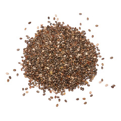 Organic natural chia seeds isolated on white background