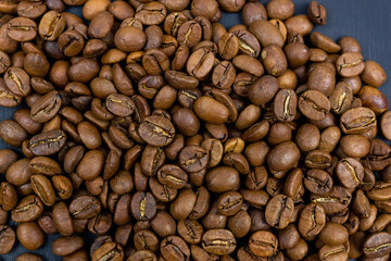 Coffee beans background. Background of roasted coffee beans.