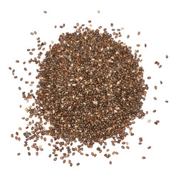 Organic natural chia seeds isolated on white background
