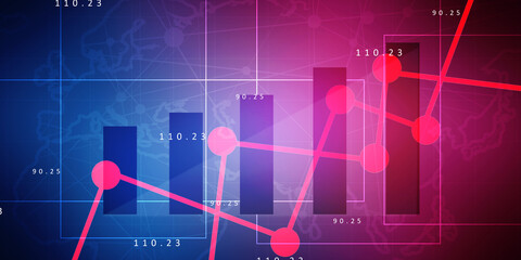 2d rendering Stock market online business concept. business Graph 