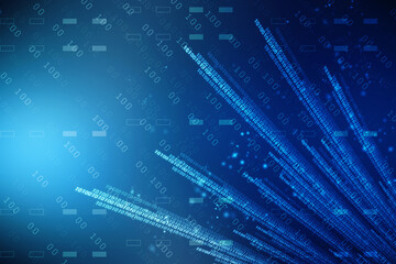 2d illustration abstract digital binary data on computer screen