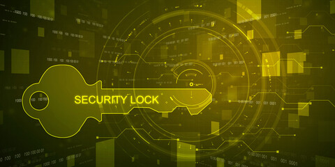 Obraz premium 2d illustration digital abstract technology digital future cyber security key