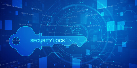 2d illustration digital abstract technology digital future cyber security key