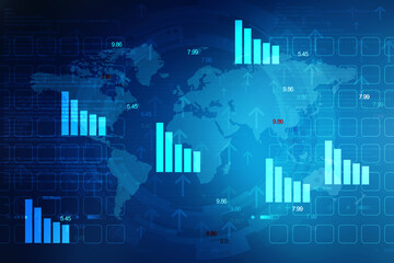 2d rendering Stock market online business concept. business Graph 

