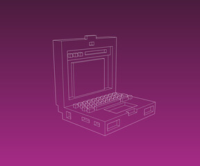 Wireframe Laptop. Vector Illustration.