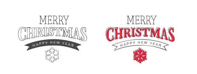 Fototapeta premium New Year decorations. Hand-drawn Merry Christmas & Happy New Year Eve inscription. Elements of New Year design. Vector graphics