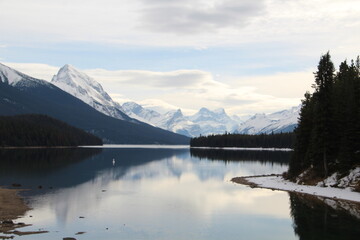 Fototapeta na wymiar Cold On The Lake, Jasper National Park, Alberta