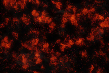 realistic dark red fire particle burn effect sparkles pattern with smoke fog misty texture overlay on dark black.