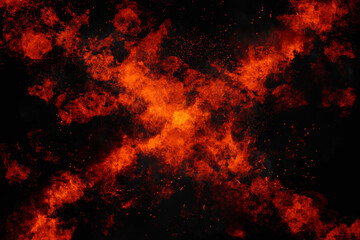 Fototapeta na wymiar realistic dark red fire particle burn effect sparkles pattern with smoke fog misty texture overlay on dark black.