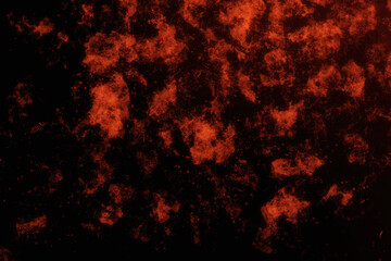 realistic dark red fire particle burn effect sparkles pattern with smoke fog misty texture overlay on dark black.