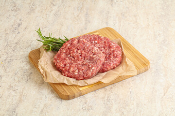 Raw beef burger cutlet for grill