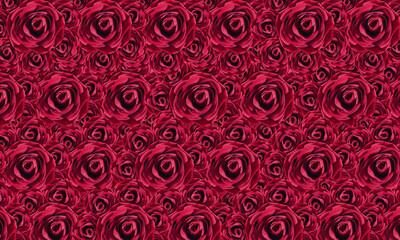 textured red roses flower bouquet on nature background, banner template, web, copy space