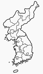 doodle freehand drawing of korea map.