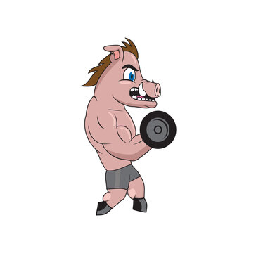 Pig fitness bodybuilder cartoon character design illustration vector eps format , suitable for your design needs, logo, illustration, animation, etc.