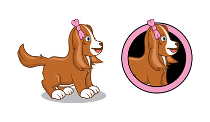 Cute dog cartoon character design illustration , suitable for your design needs, logo, illustration, animation, etc.