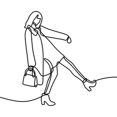 girl woman use bag oneline continuous single line art