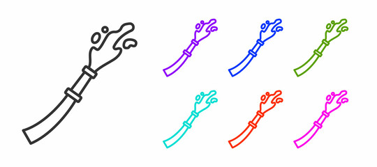 Black line Fire hose reel icon isolated on white background. Set icons colorful. Vector