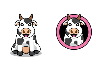 Cute cow cartoon character design illustration , suitable for your design needs, logo, illustration, animation, etc.