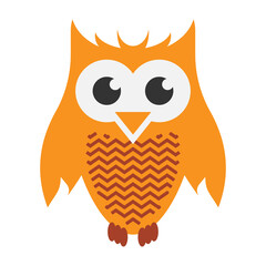 friendly colorful comic owl isolated on white background, vector illustration