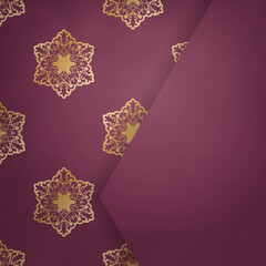 Burgundy postcard with Indian gold ornaments for your congratulations.